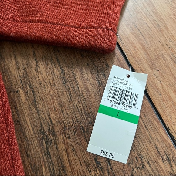 NWT Izod Men’s Pullover Quarter Zip Fleece Top Burnt Orange Large Autumn - Picture 6 of 10